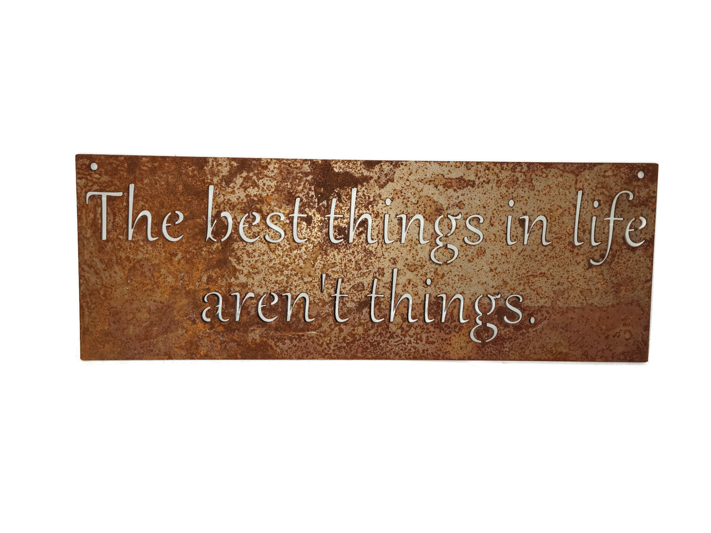 Metal Sign: The best things in life aren't things 20 Inches Wide