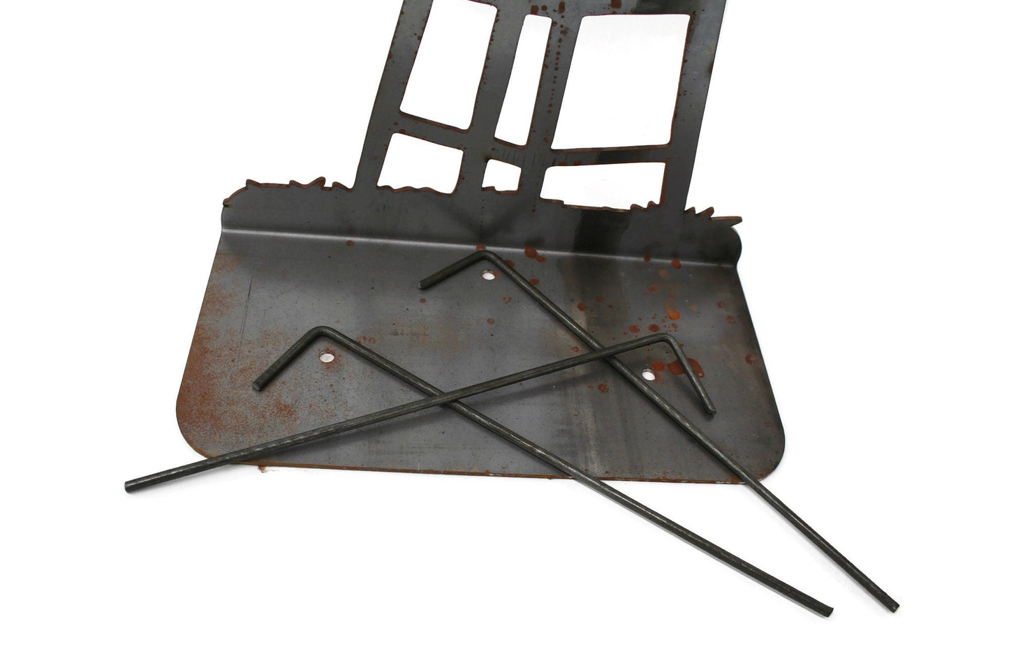 Extra large rusty metal windmill garden stake with stakes