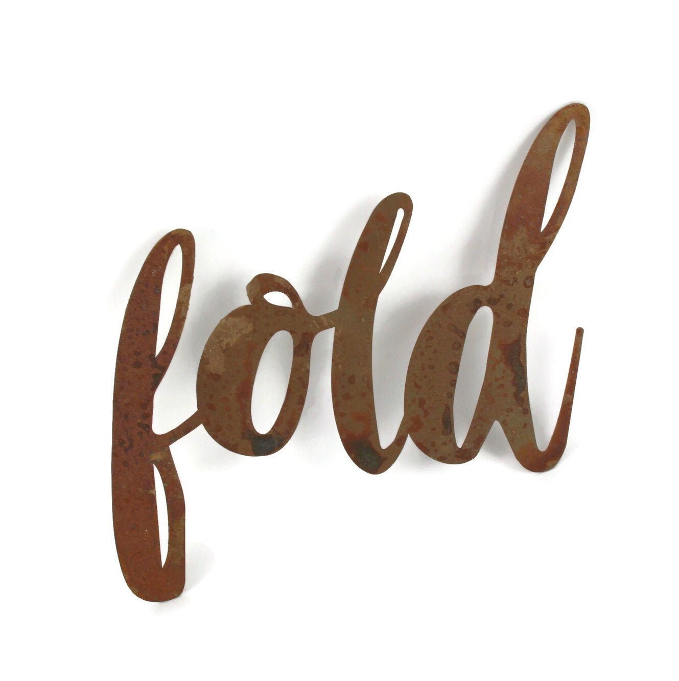 fold metal script word sign in rust