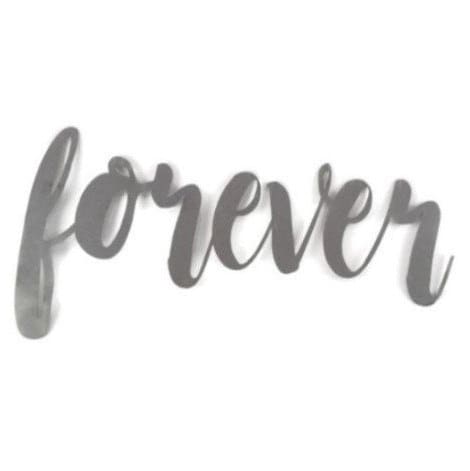 forever metal script word sign in raw steel