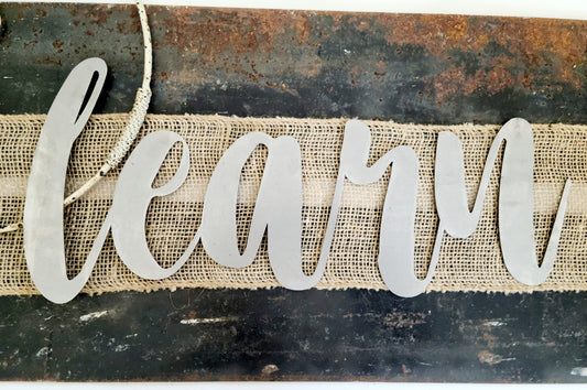 learn metal script word sign in raw steel