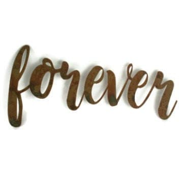 forever metal script word sign in rust