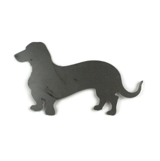 Wiener dog shape raw steel metal cut out