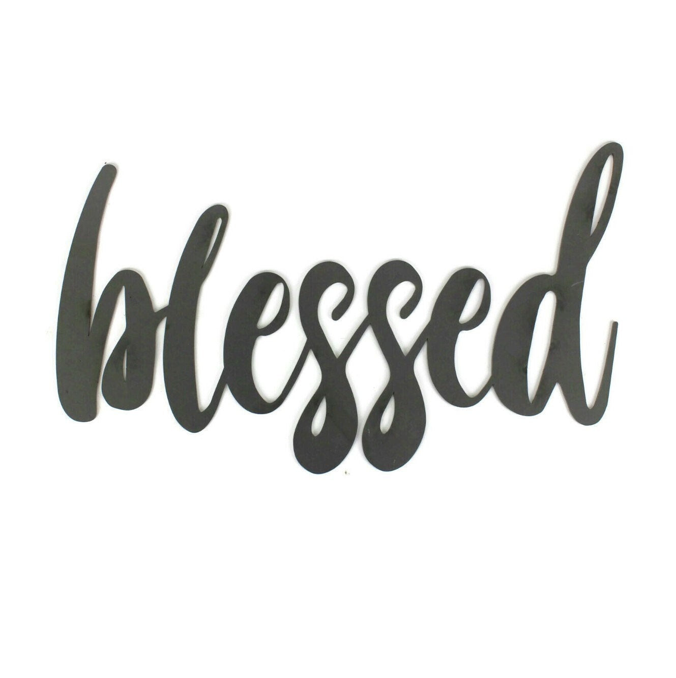 blessed Metal Script Word Sign 14.5 to 17.5 Inches Wide