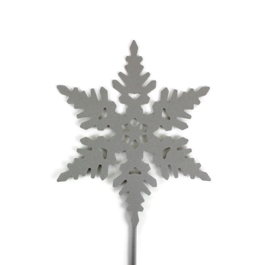 Dark silver sparkle powder coat metal snowflake garden stake