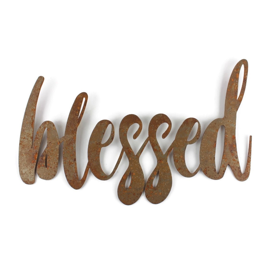 blessed Metal Script Word Sign 14.5 to 17.5 Inches Wide