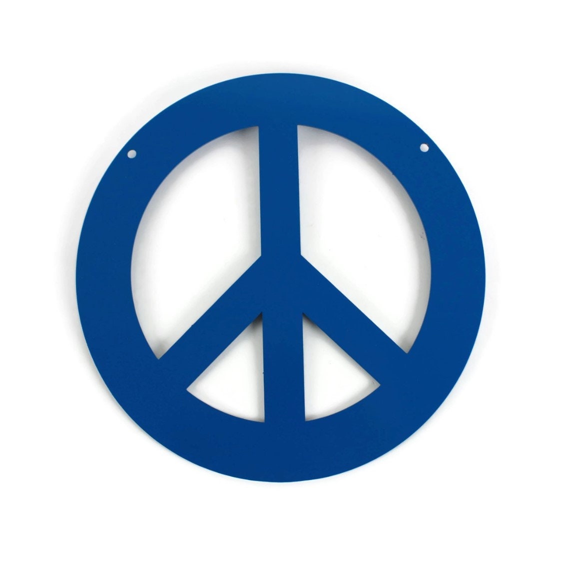 Blue powder coat metal peace sign