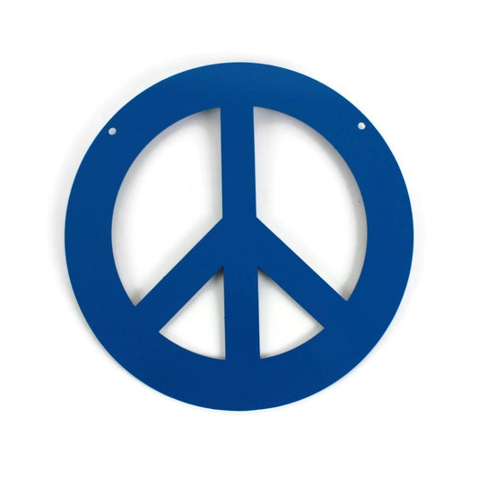Blue powder coat metal peace sign