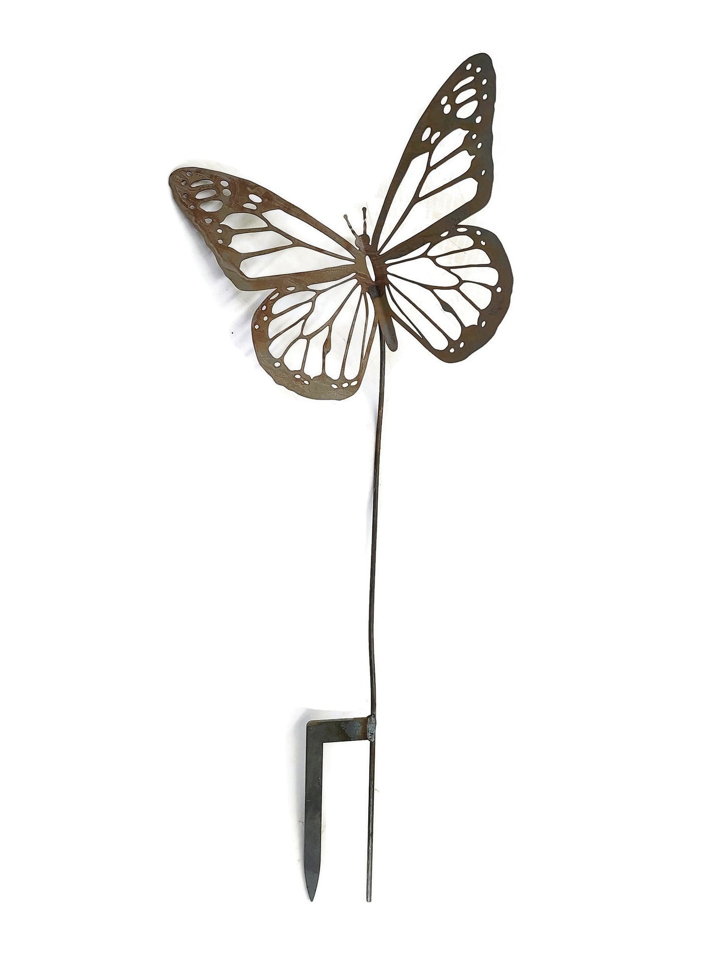Rusty metal monarch butterfly garden stake