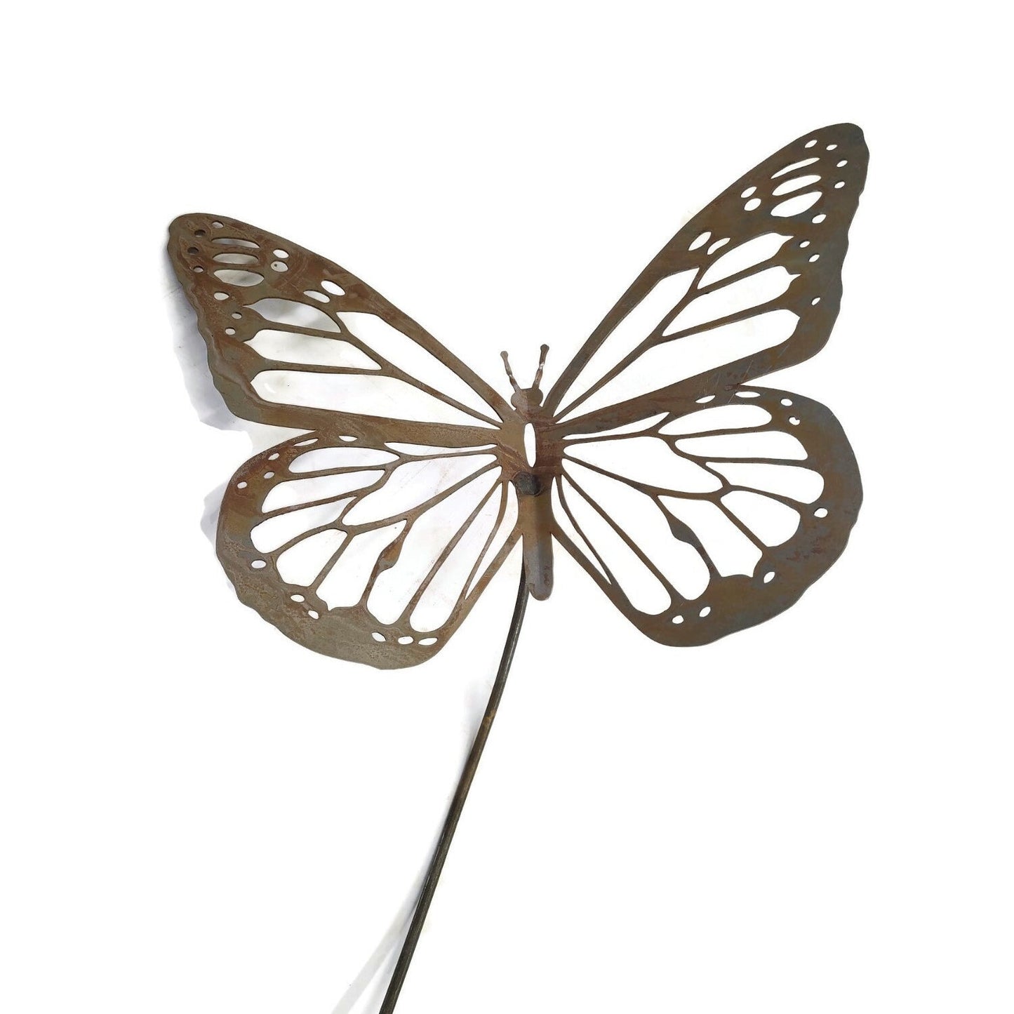 Rusty metal monarch butterfly garden stake