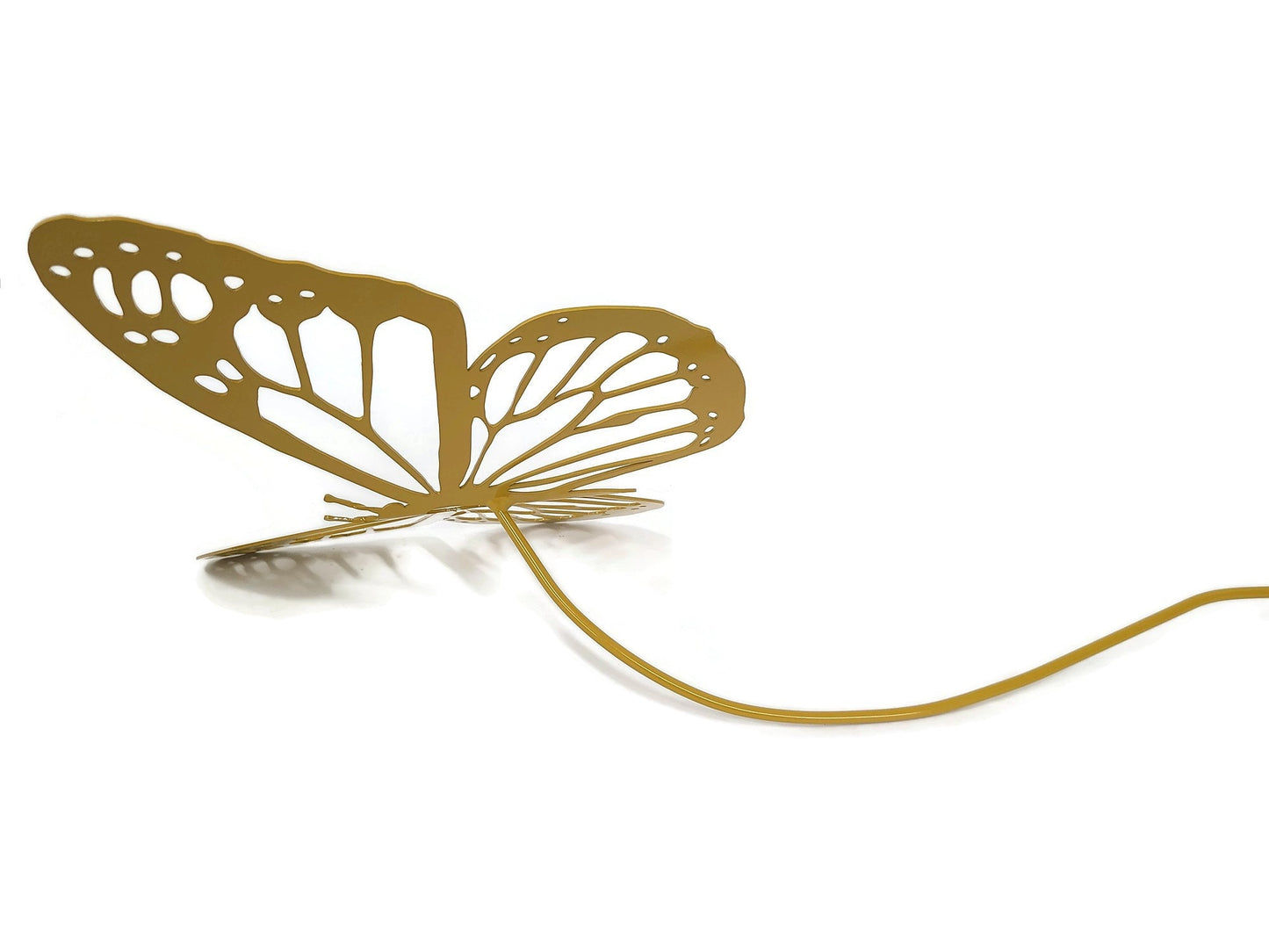 Dark yellow powder coat metal monarch butterfly garden stake