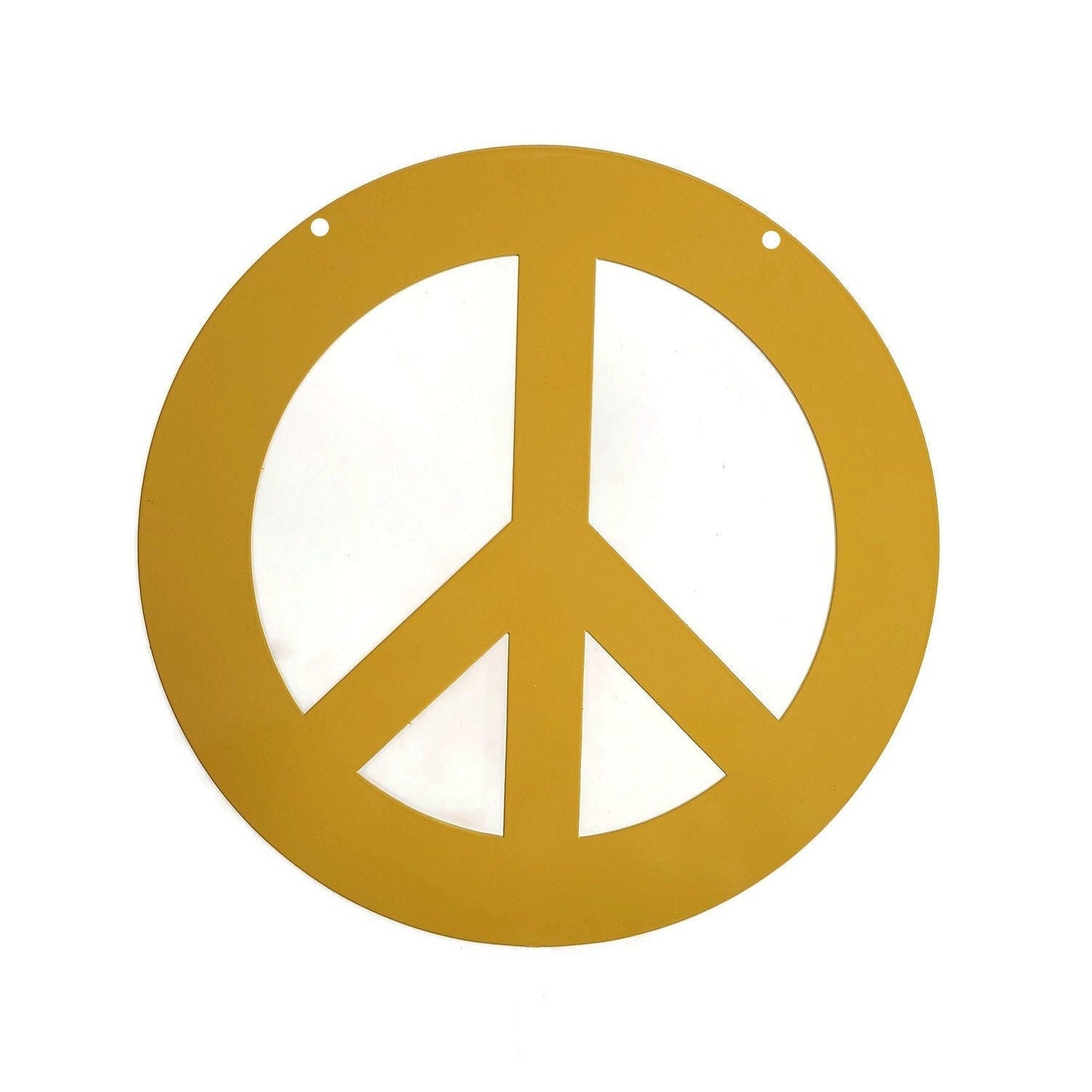 Dark yellow powder coat metal peace sign