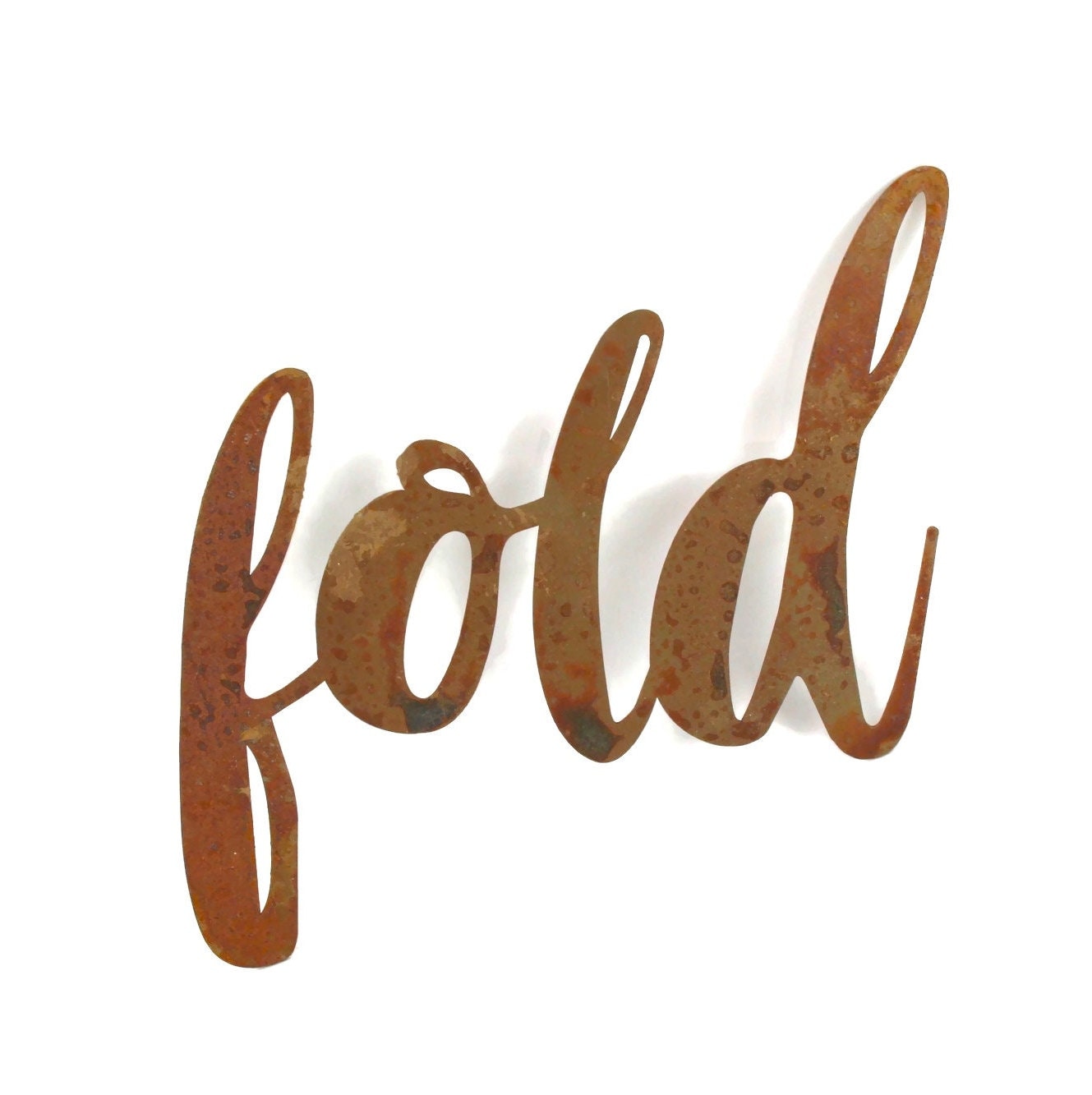 fold metal script word sign in rust