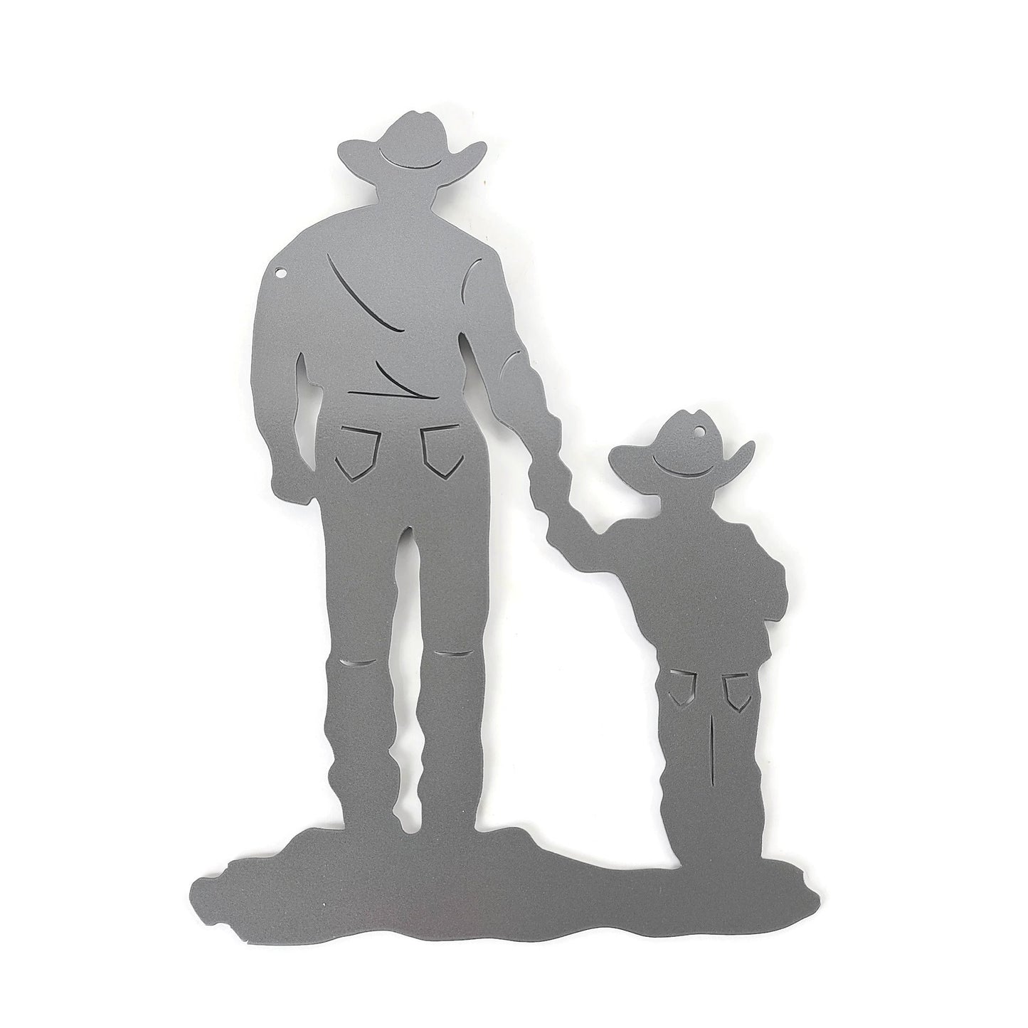 Cowboy and Son Metal Wall Art 15 Inches Tall