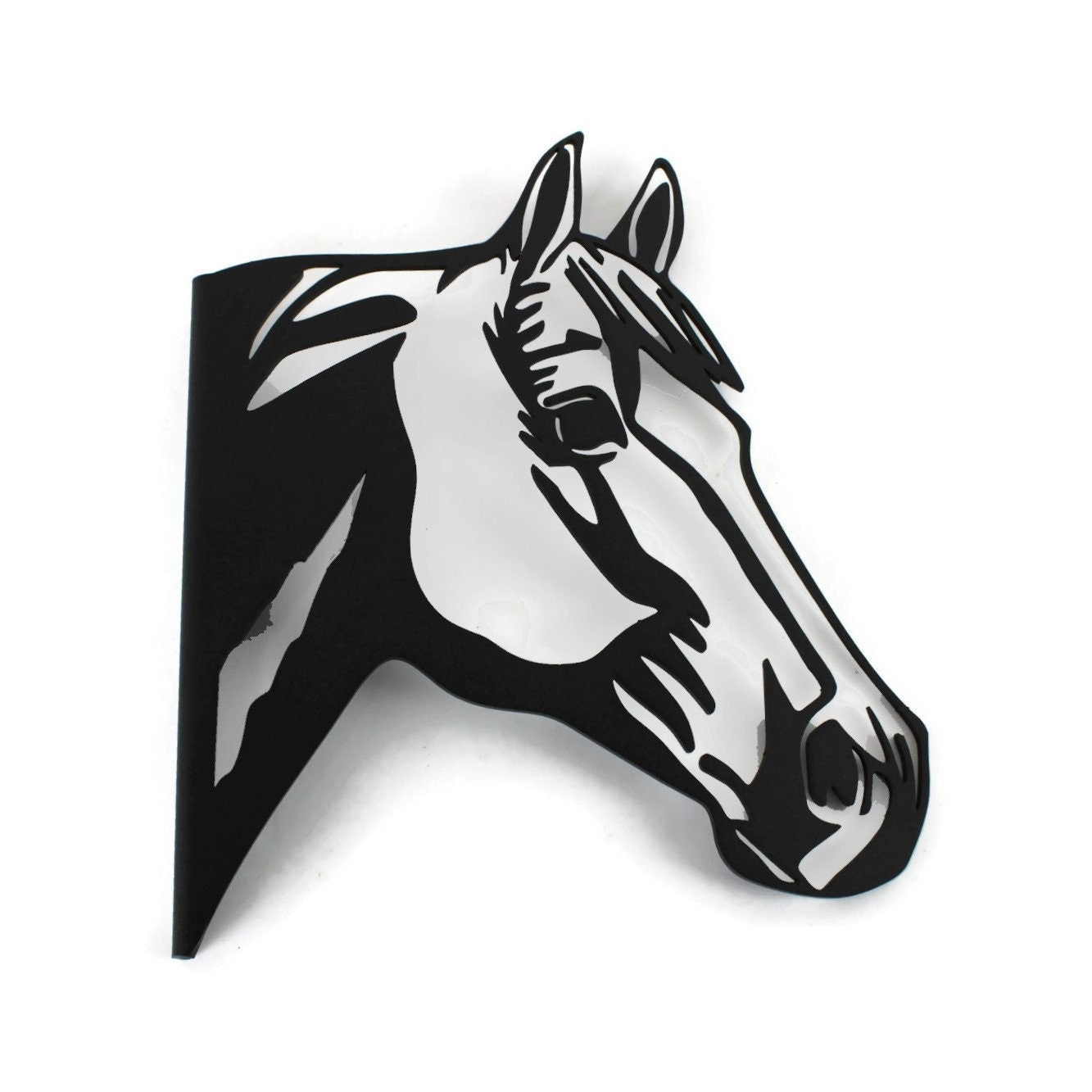 Black powder coat metal horse peek a boo sign