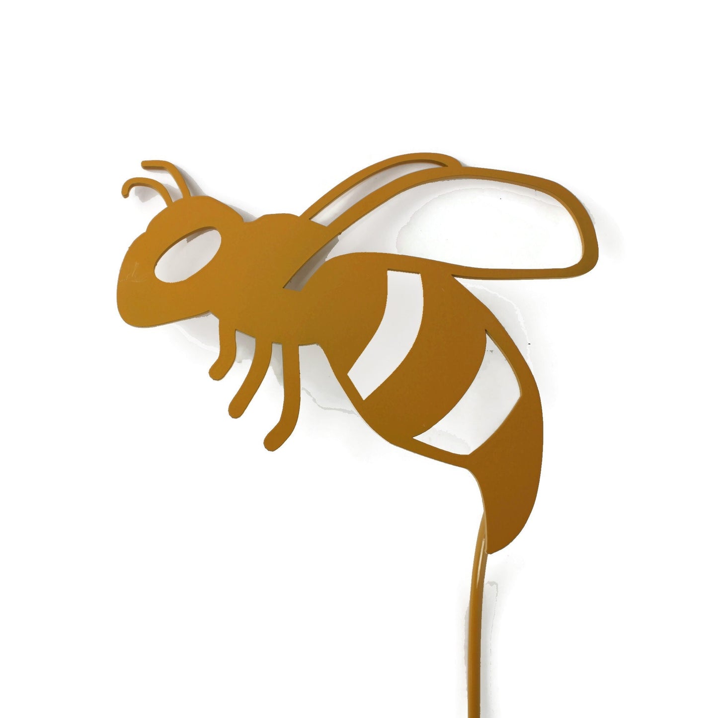 Dark yellow powder coat metal honey bee stake