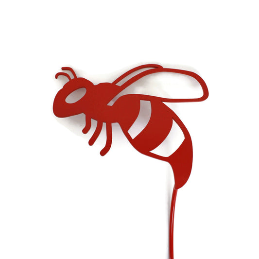 Red powder coat metal honey bee stake