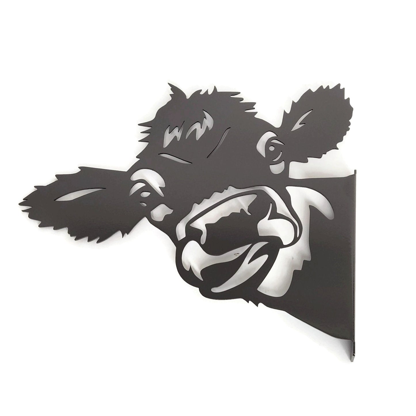 Bronze charcoal powder coat metal cow peek a boo sign