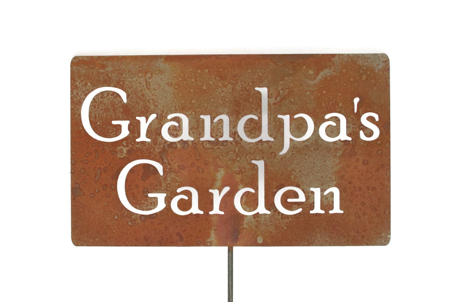 Grandpa's Garden rusty garden stake sign