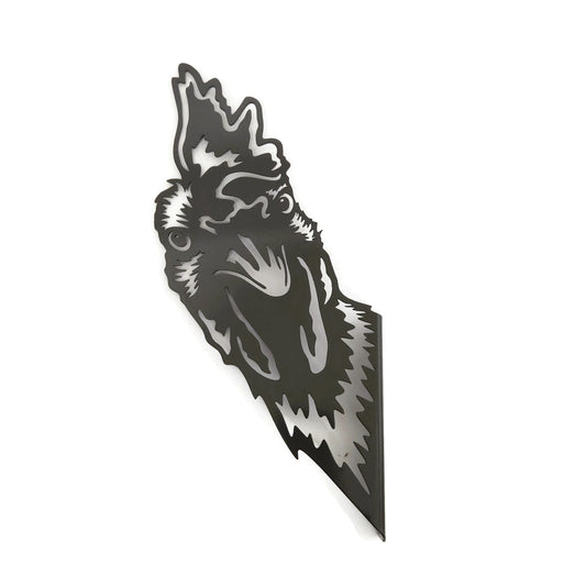 Bronze charcoal powder coat metal rooster peek a boo sign