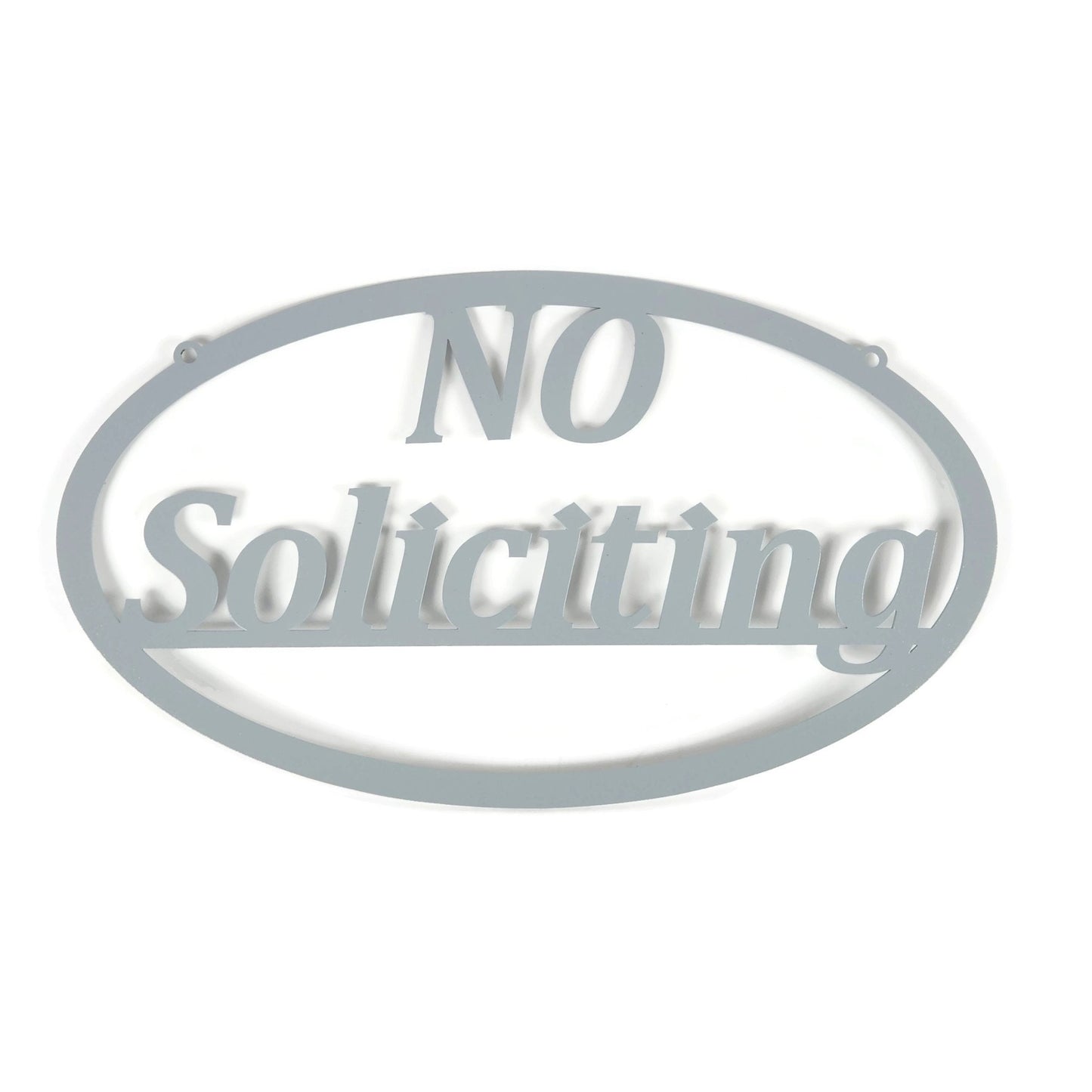No Soliciting Metal Wall Sign Oval 14 Inches Wide