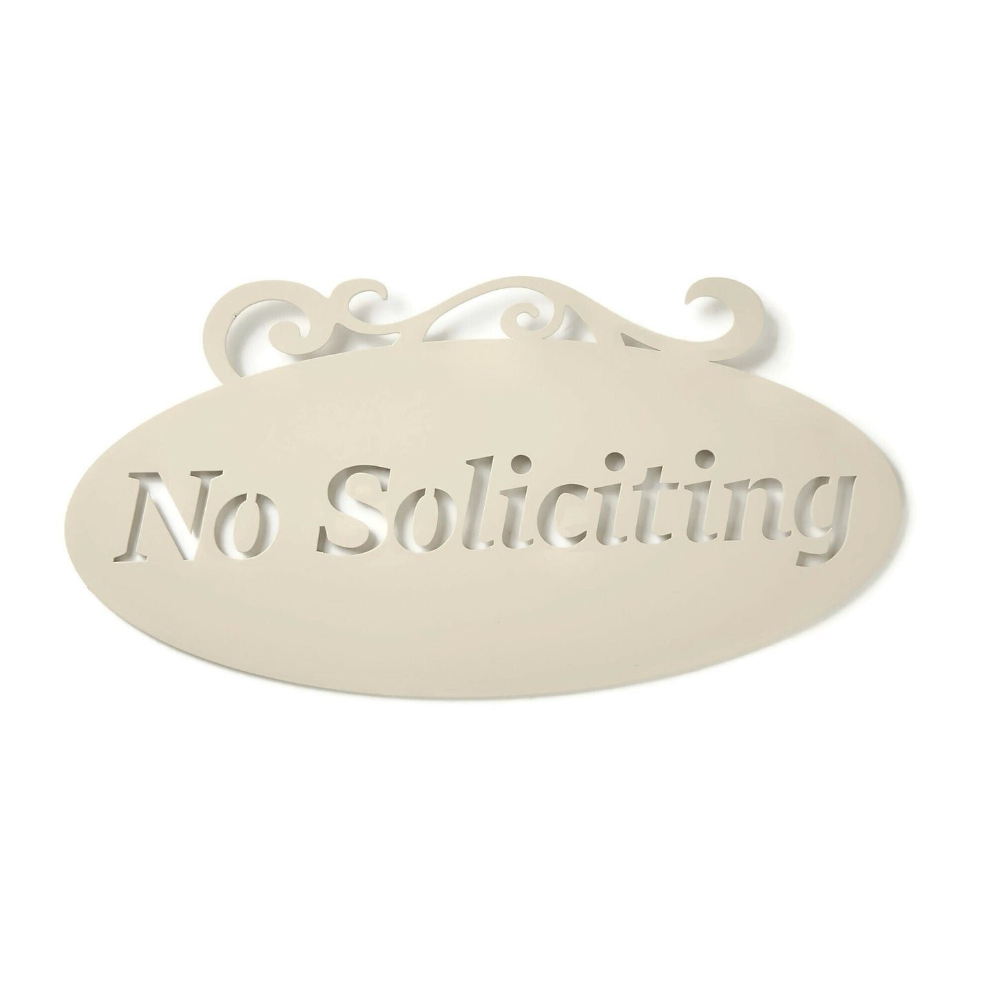 No Soliciting Metal Wall Sign Swirl Pattern 14 Inches Wide