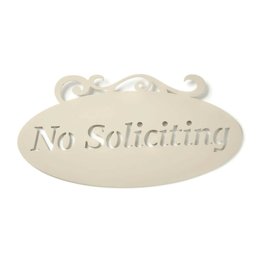 Cream powder coat No Soliciting metal wall sign