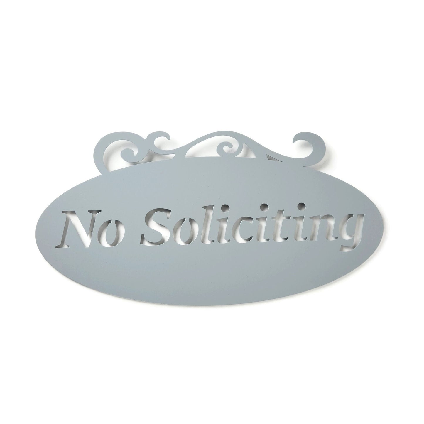 No Soliciting Metal Wall Sign Swirl Pattern 14 Inches Wide