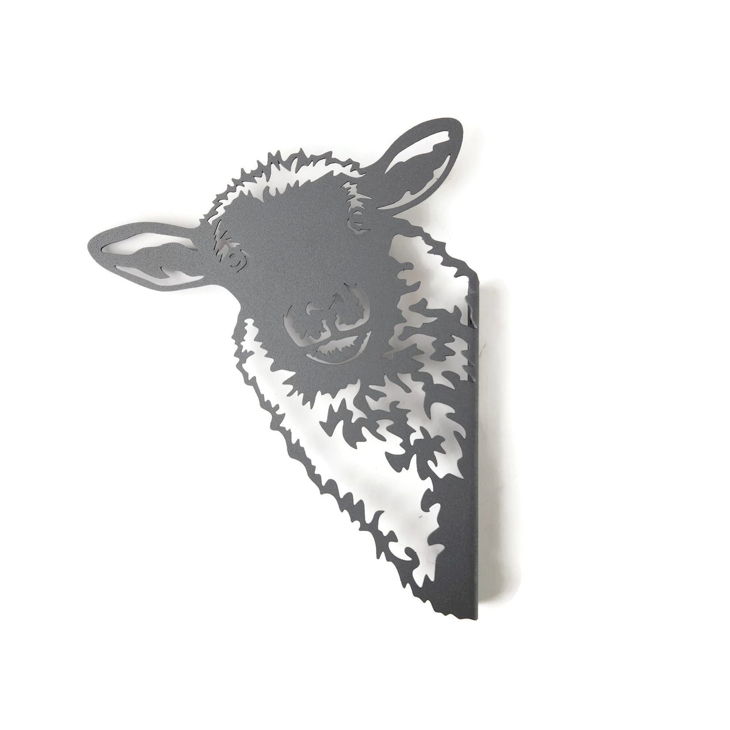 Gray powder coat metal sheep peek a boo sign