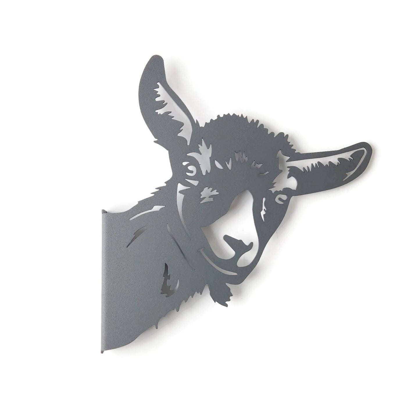Gray powder coat metal goat peek a boo sign