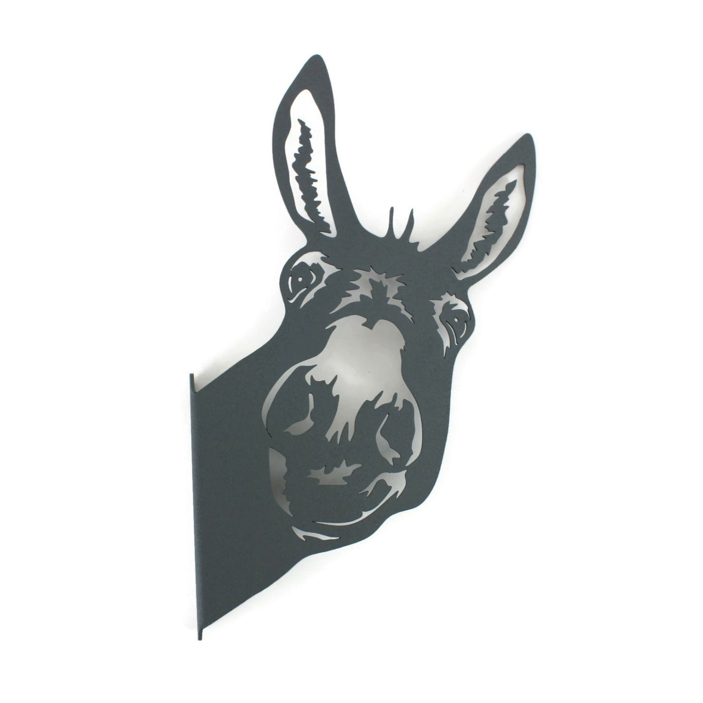 Gray powder coat metal donkey peek a boo sign