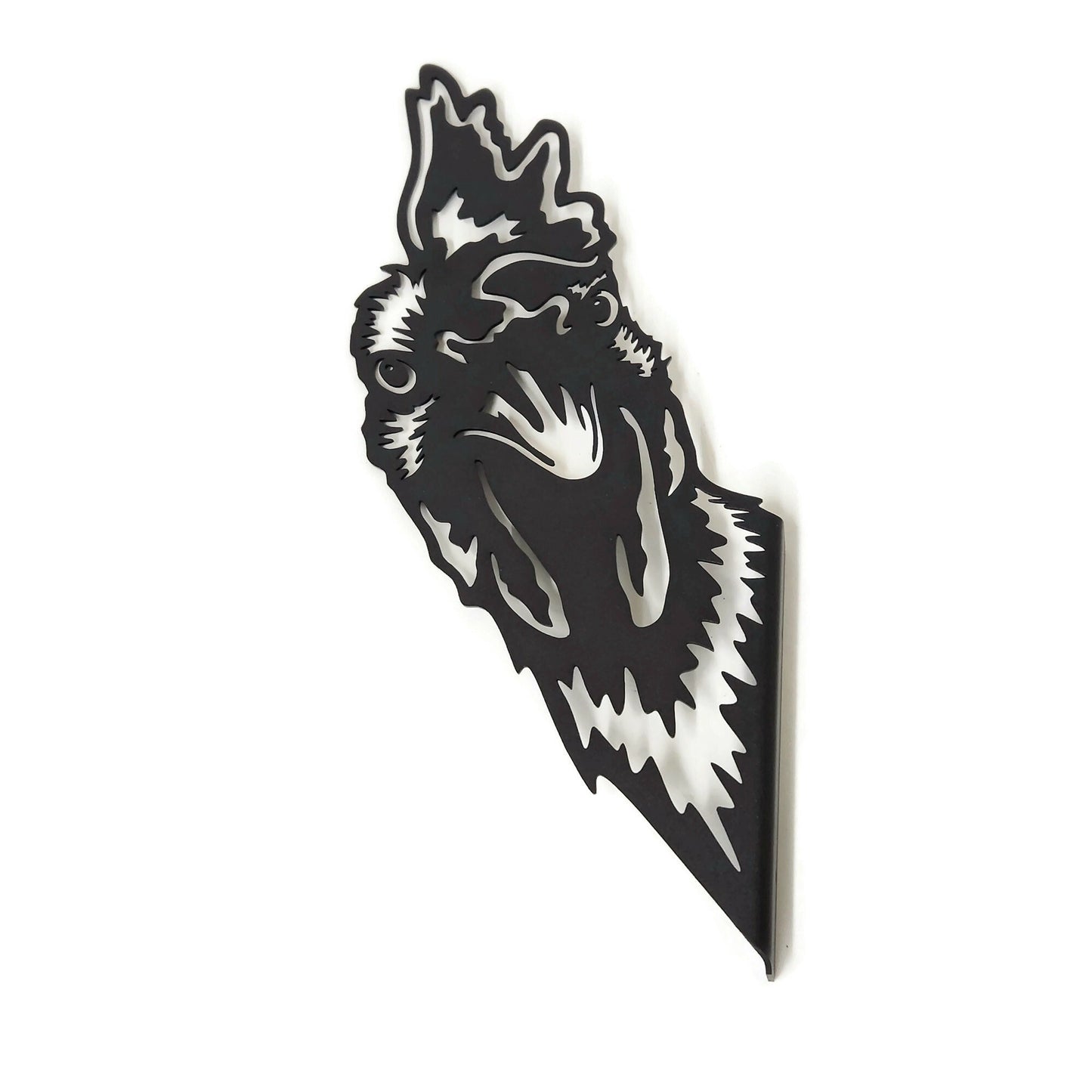Black powder coat metal rooster peek a boo sign