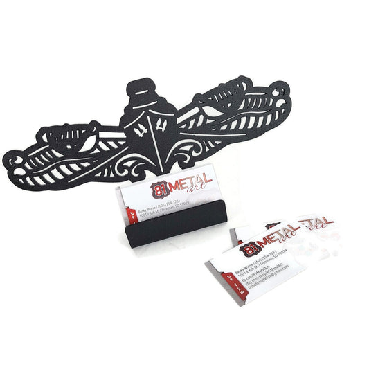 Black powder coat US Navy surface warfare service pin metal business card holder