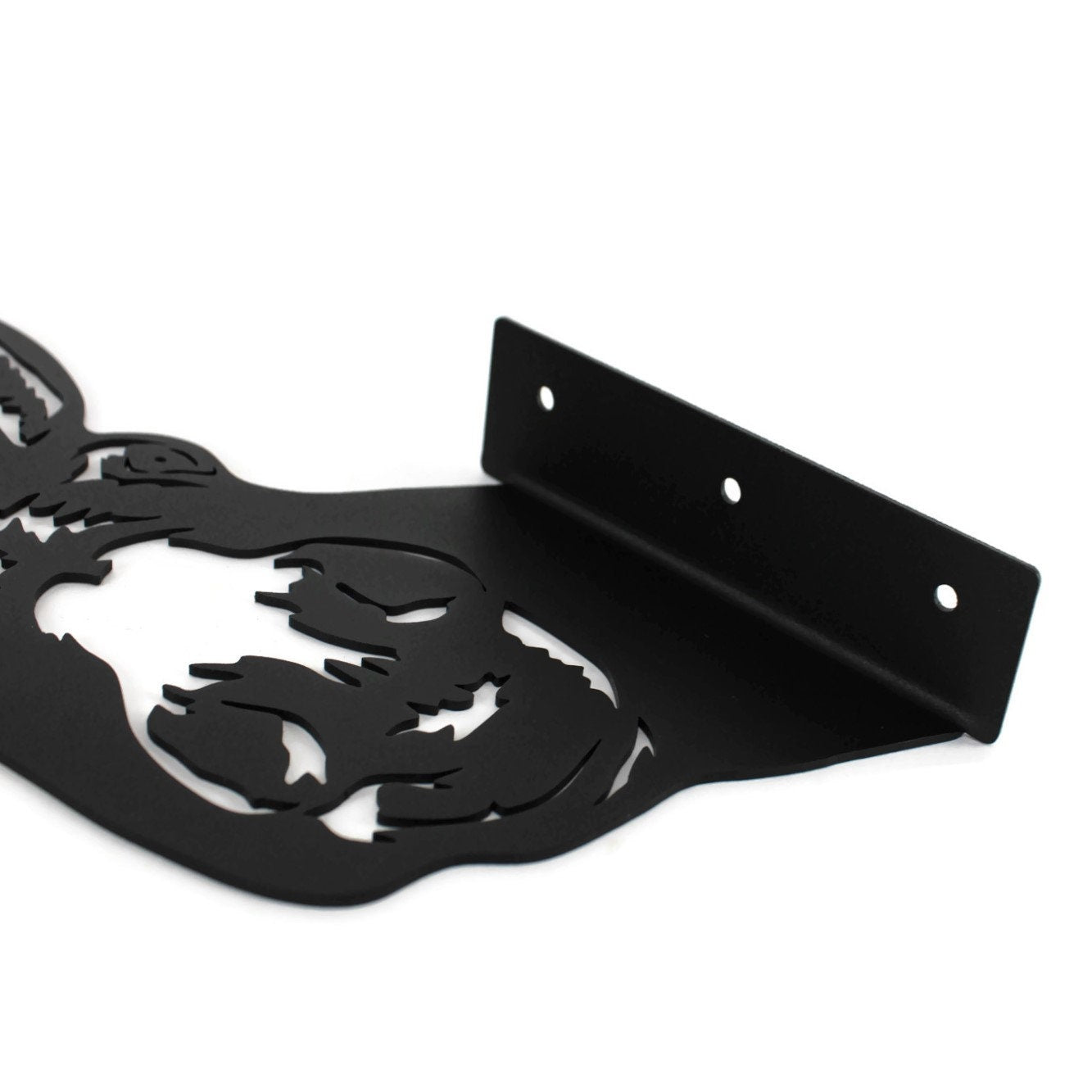 Black powder coat metal donkey peek a boo sign close up