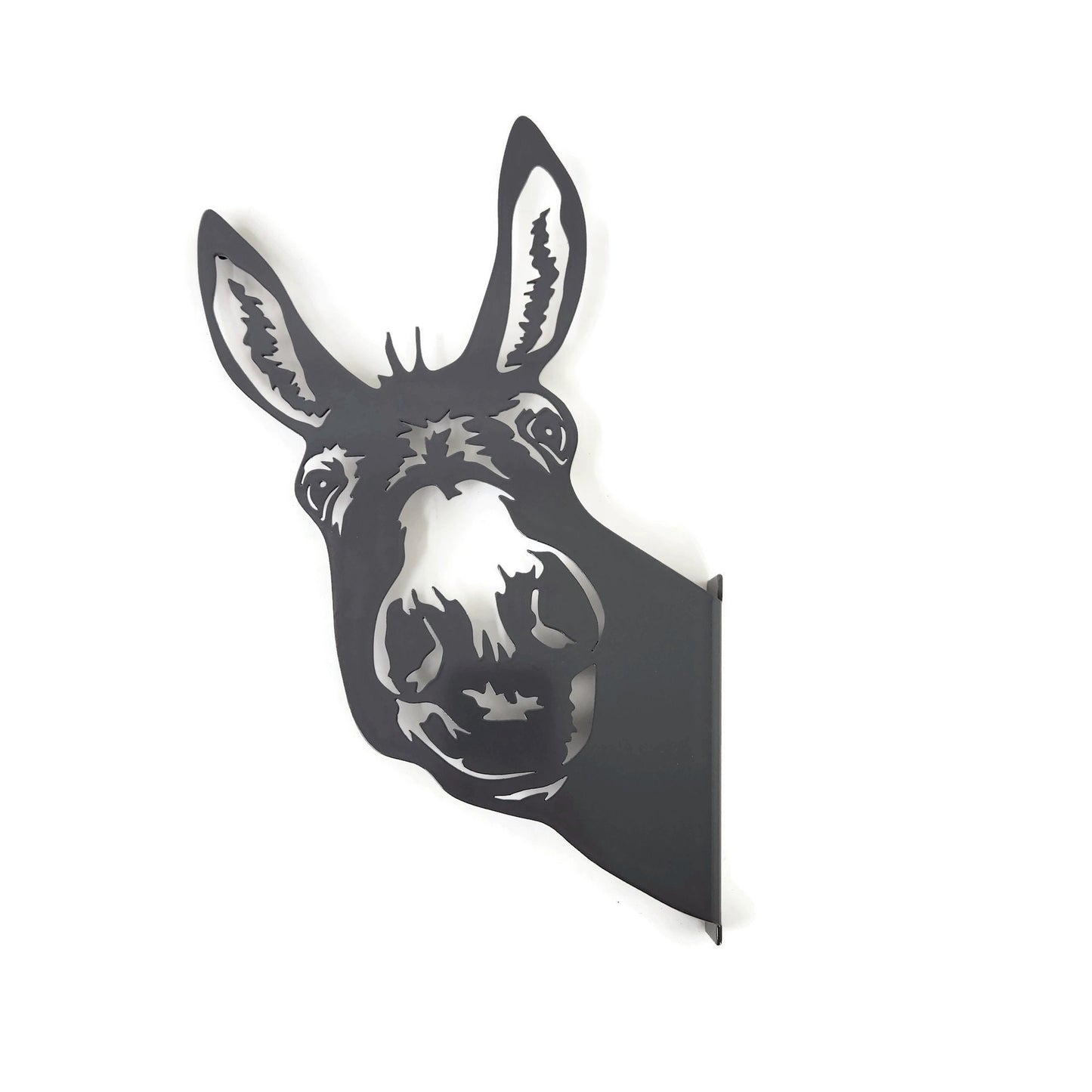 Gray powder coat metal donkey peek a boo sign