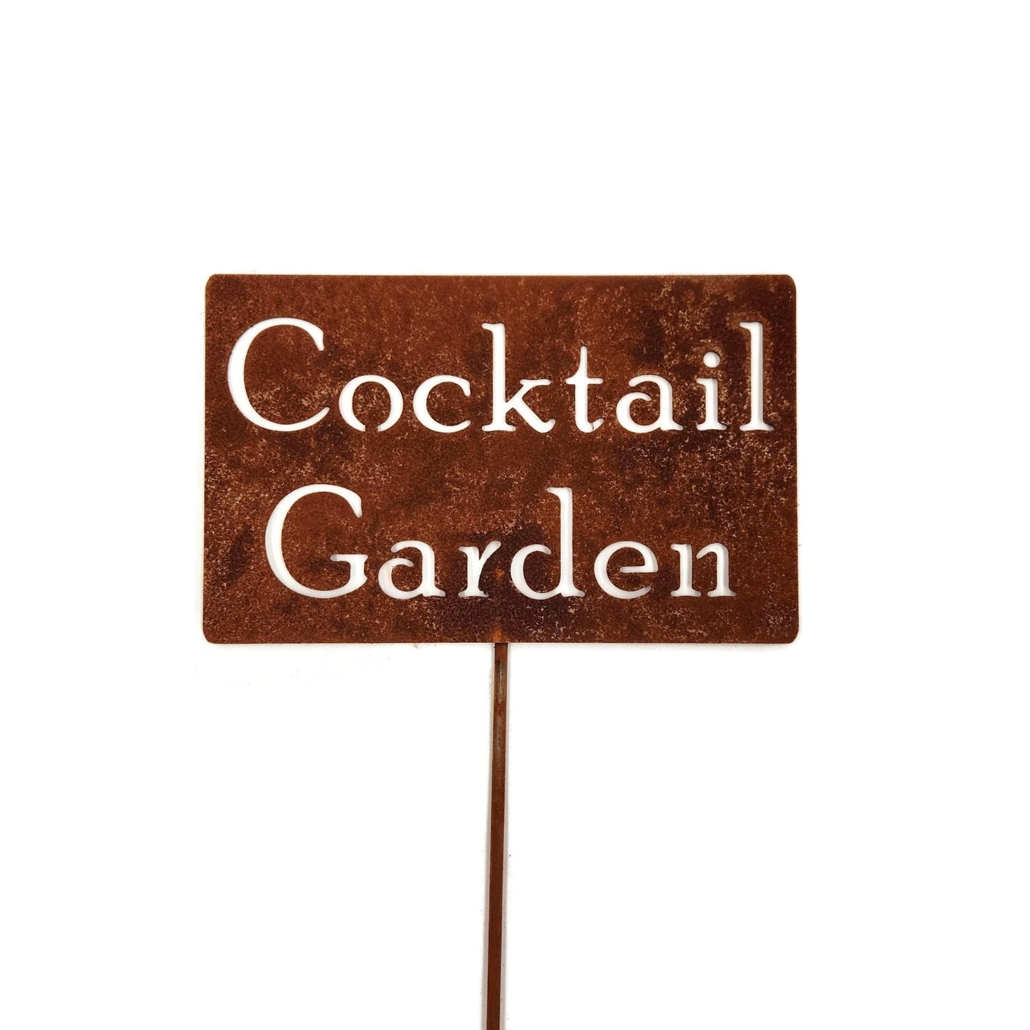 Cocktail Garden rusty garden stake sign