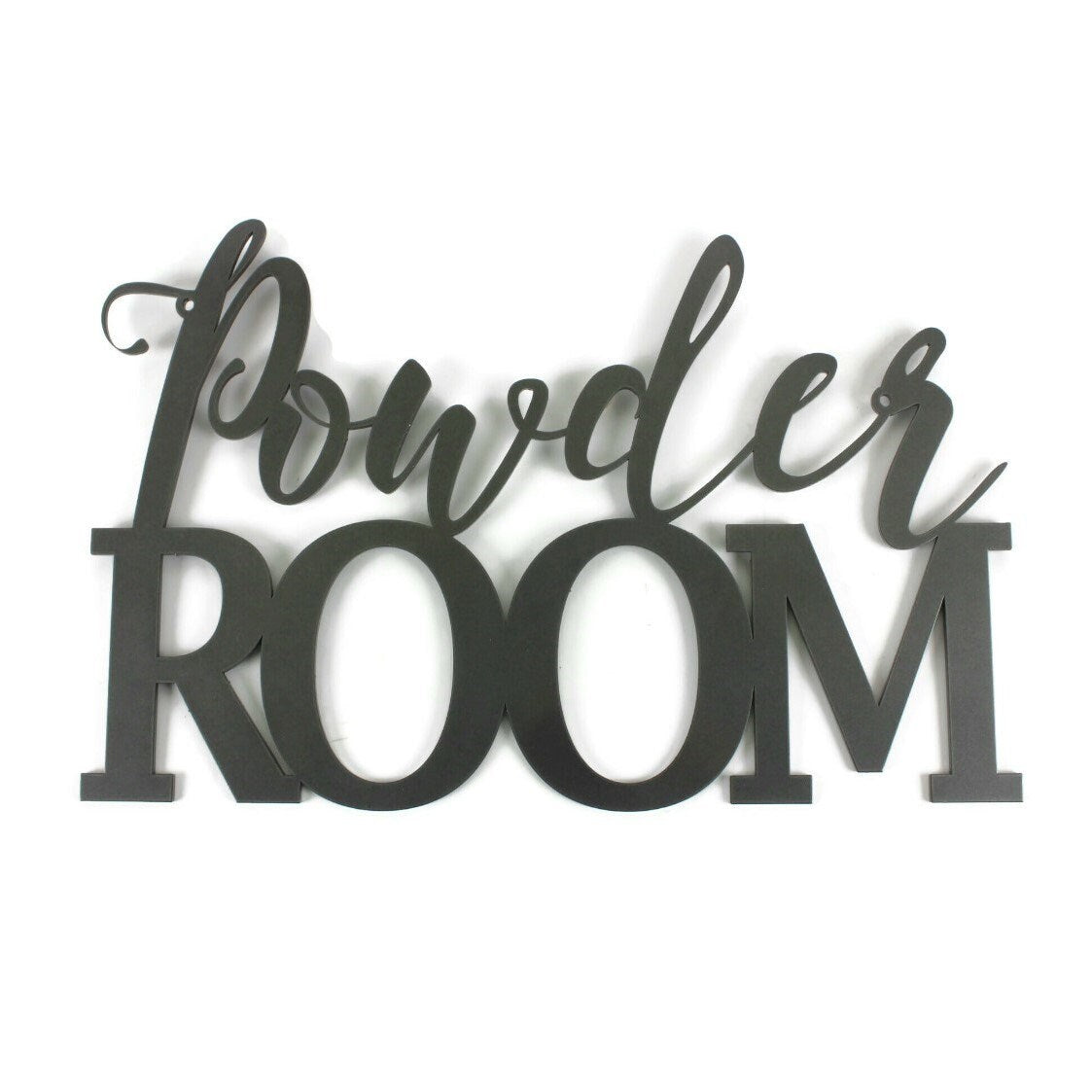 Dark gray powder coat Powder Room metal wall sign