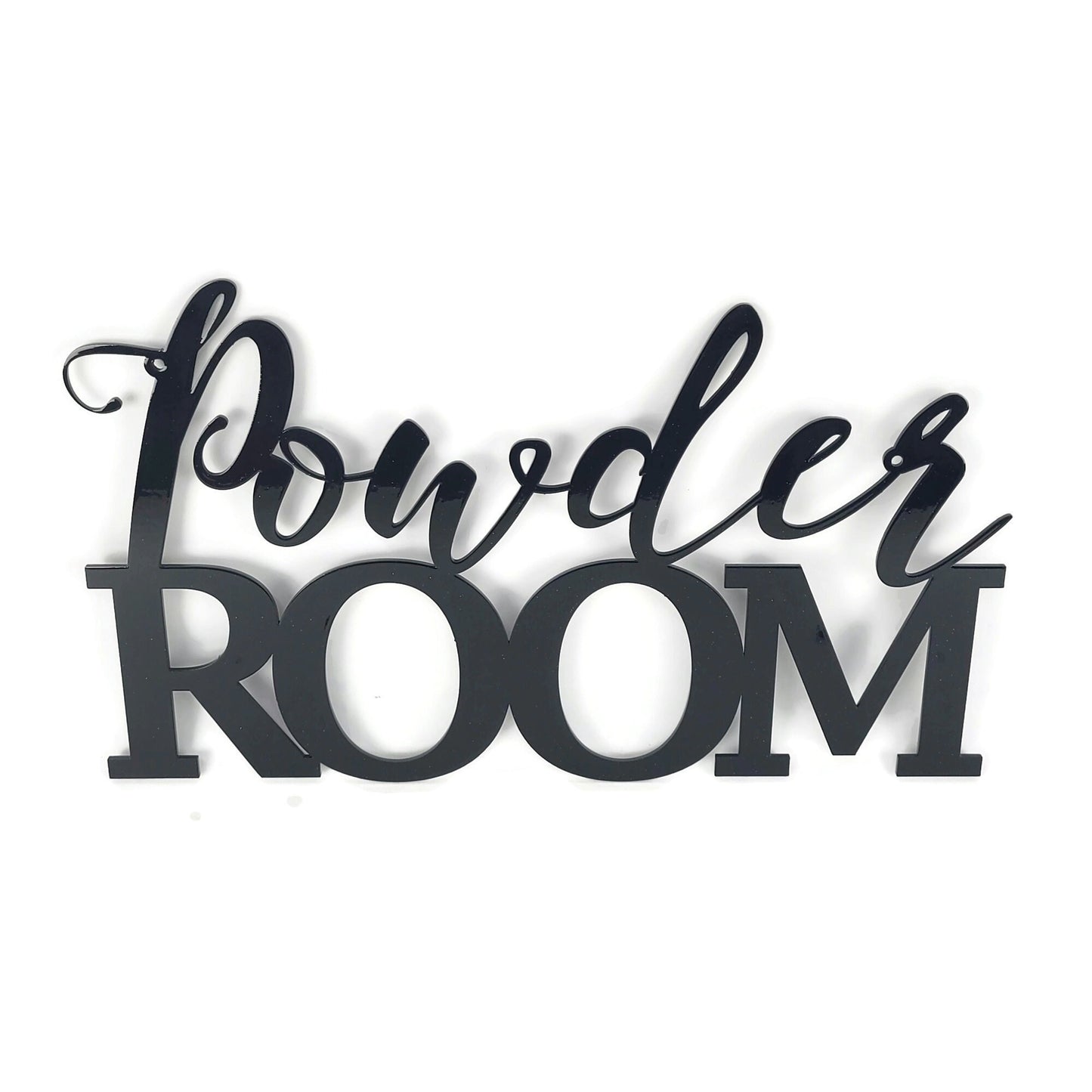 Starry night black powder coat Powder Room metal wall sign