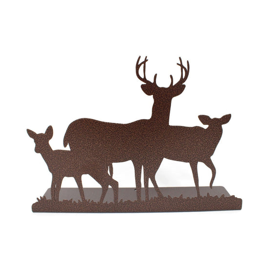 Copper powder coat deer family metal tabletop stand