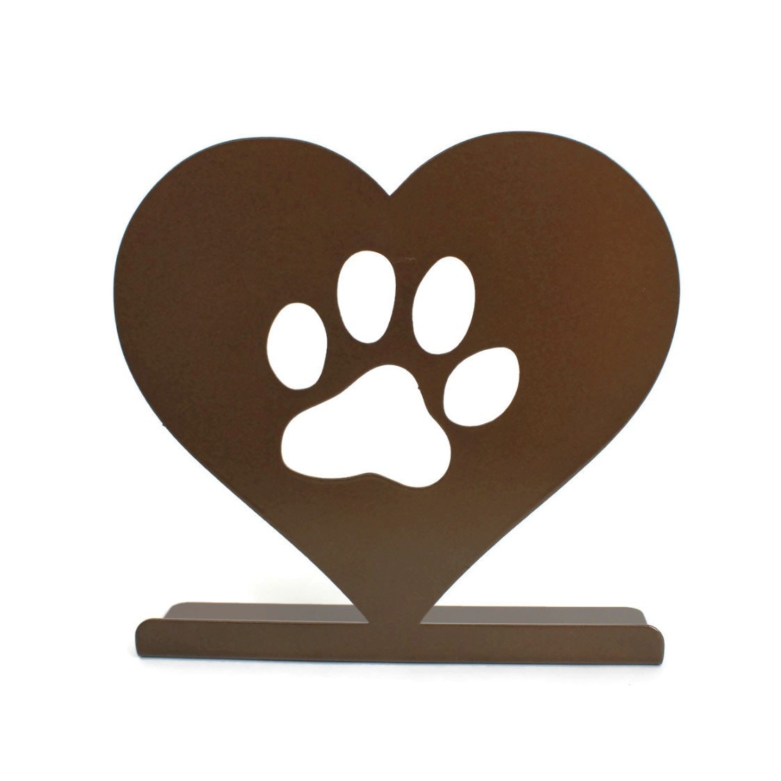 Paw Print Heart Tabletop Metal Home Decor 7 Inches Tall