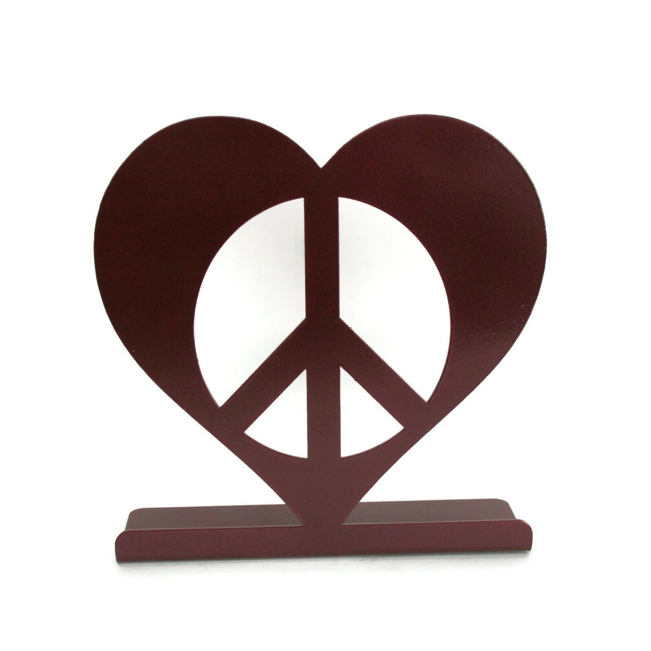 Peace Heart Tabletop Metal Home Decor 6.75 Inches Tall