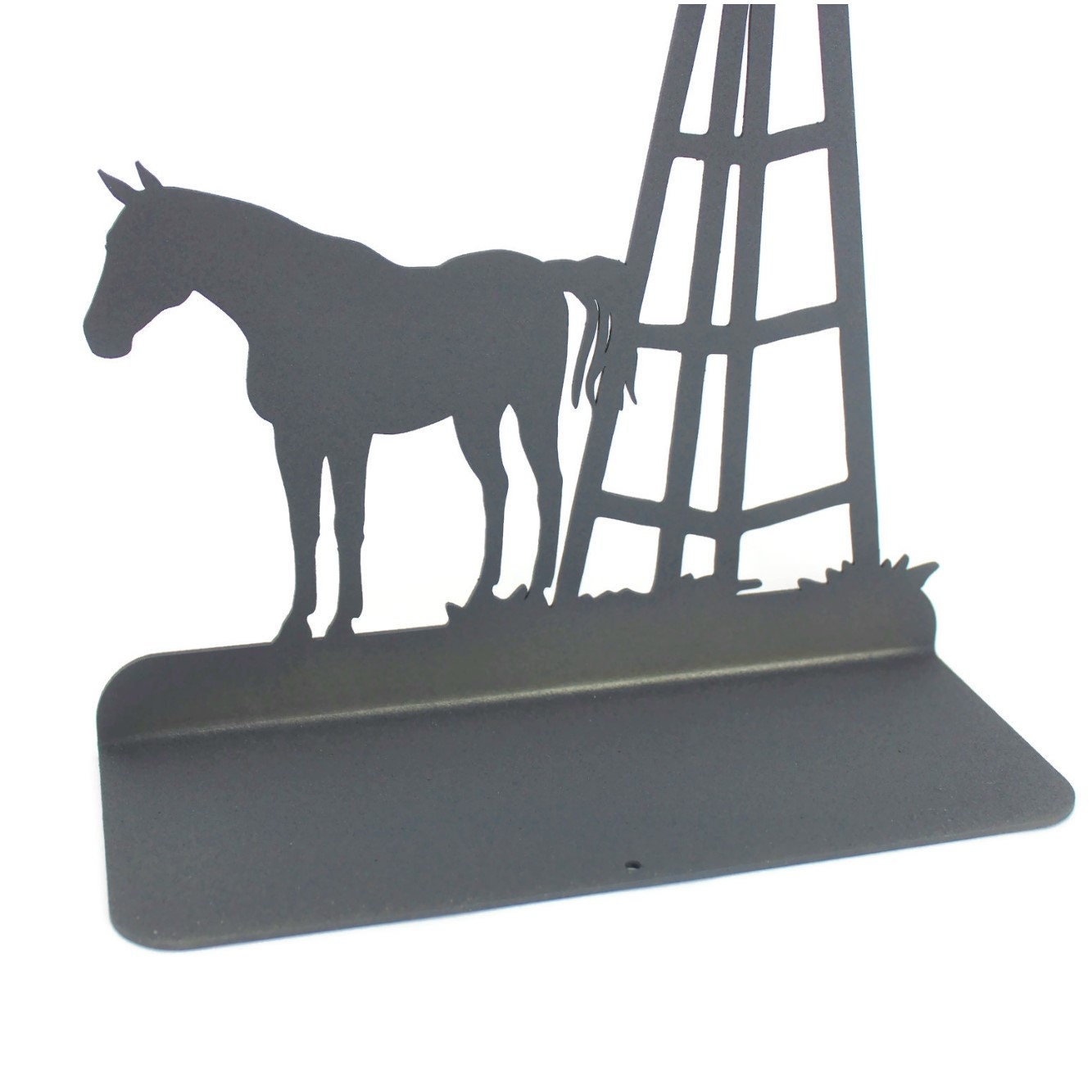 Windmill and Horse Tabletop Metal Home Decor 14.75 Inches Tall