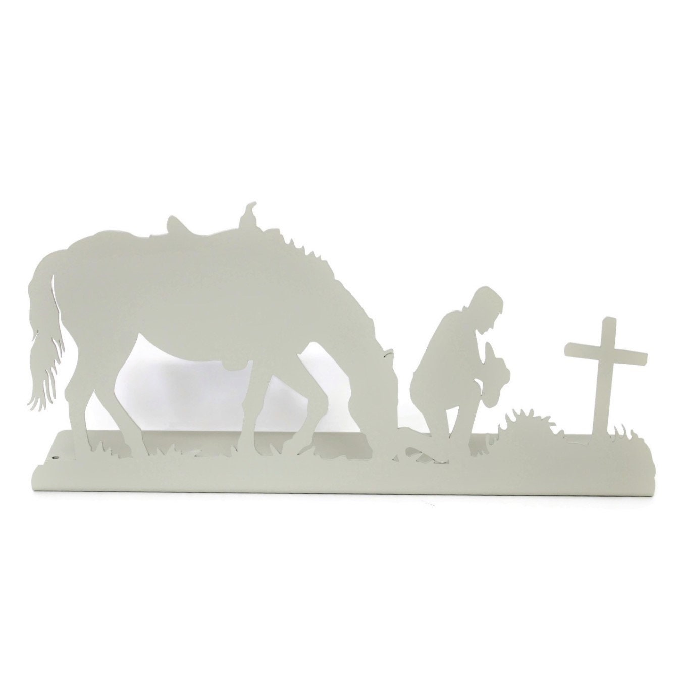 Praying Cowboy Free Standing Metal Decor 16 Inches Wide
