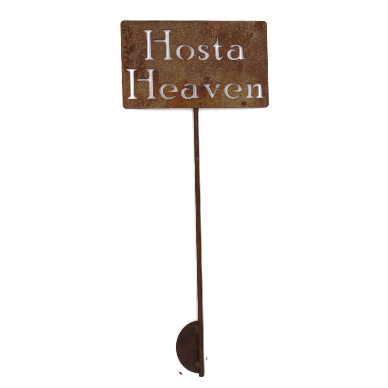 Hosta Heaven rusty garden stake sign