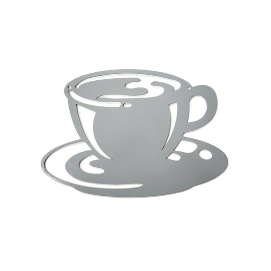 Coffee cup metal wall sign in concrete powder coat