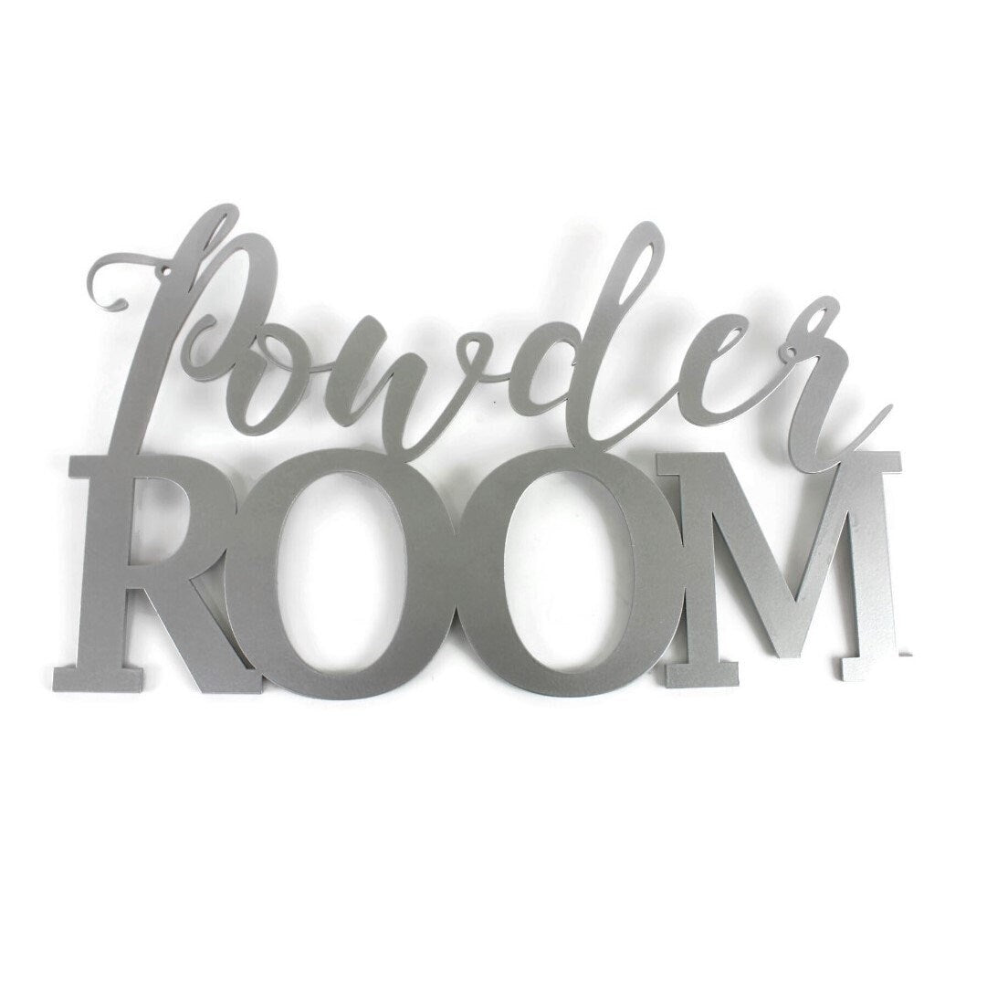 Silver powder coat Powder Room metal wall sign