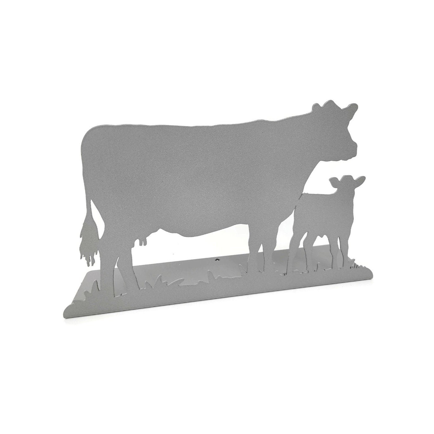 Cow and Calf Pair Tabletop Metal Home Decor 11.5 Inches Wide