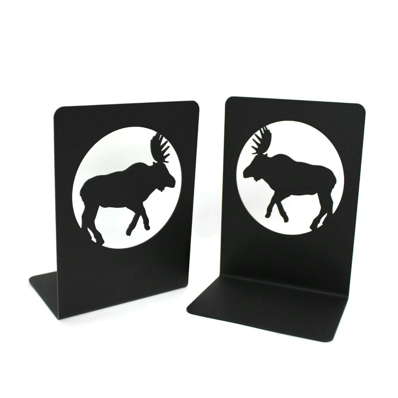 Moose Cabin Style Set of Two Metal Bookends 8 Inches Tall