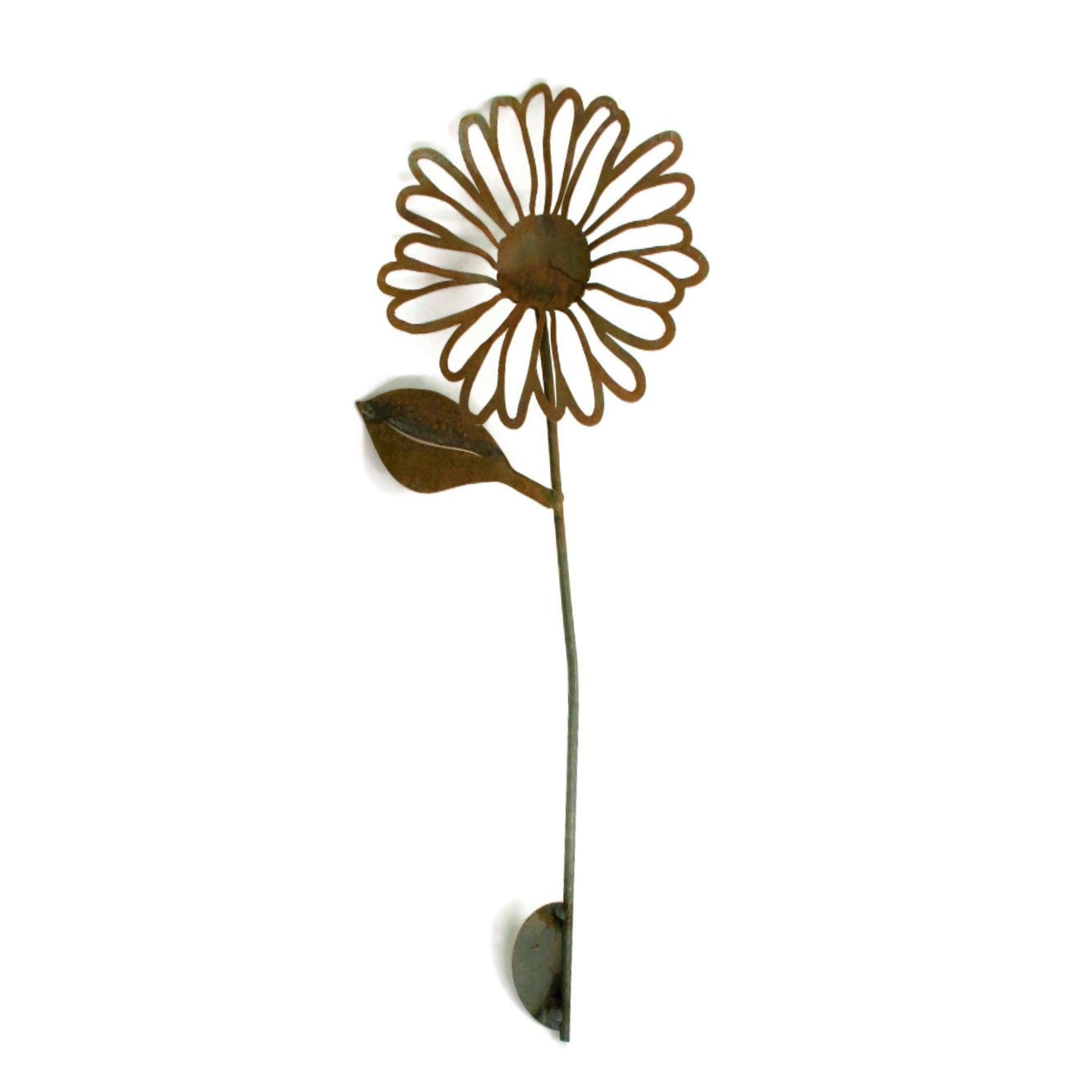Rusty daisy metal garden stake