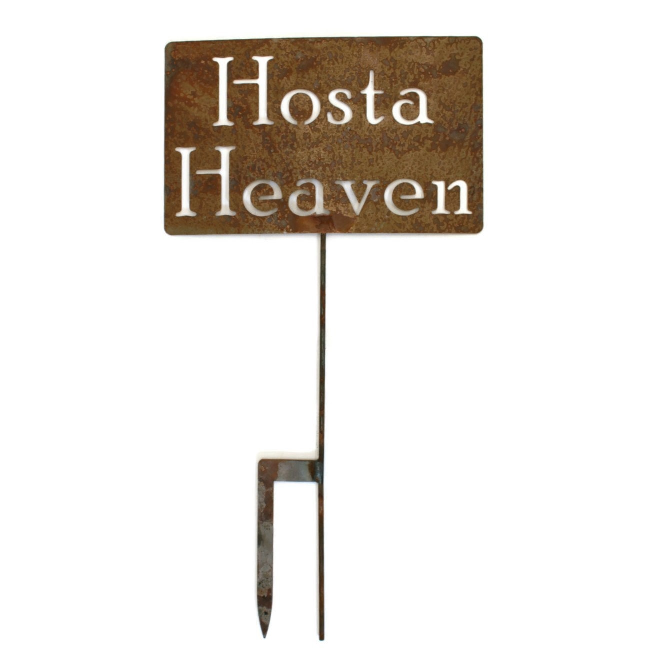Hosta Heaven large rusty garden stake sign
